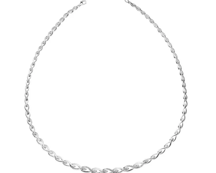 Outlet Apart Naszyjnik z białego złota z diamentami - 0,10 ct - próba 585