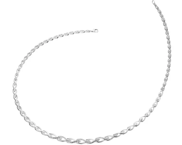 Outlet Apart Naszyjnik z białego złota z diamentami - 0,10 ct - próba 585