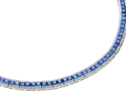 Best Apart Naszyjnik z białego złota z brylantami i szafirami - 42 cm - próba 585
