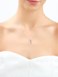 Online Apart Naszyjnik z białego złota z diamentami i tanzanitami - próba 585