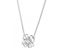 Sale Apart Naszyjnik z białego złota z diamentami - koniczyna - 0,02 ct - próba 375