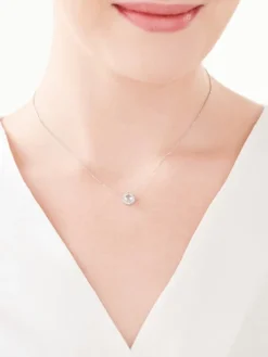 New Apart Naszyjnik z białego złota z diamentami i akwamarynem - próba 585