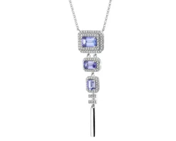 Discount Apart Naszyjnik z białego złota z diamentami i tanzanitami - próba 585
