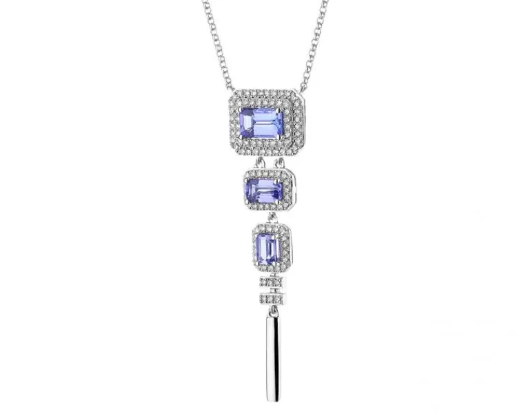 Discount Apart Naszyjnik z białego złota z diamentami i tanzanitami - próba 585