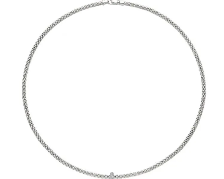 Hot Fope Naszyjnik z białego złota z brylantami - 0,18 ct - próba 750