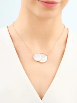 Outlet Artelioni Naszyjnik z mosiądzu pozłacany z masą perłową - koła