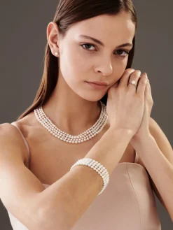 Discount Apart Naszyjnik z perłami, diamentami i elementami białego złota - próba 585