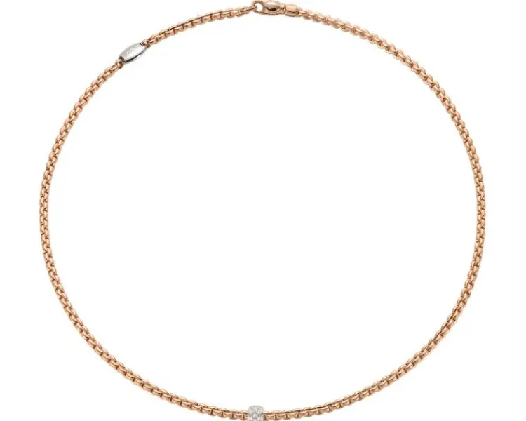 Fope Naszyjnik z różowego i białego złota z brylantami - 0,19 ct - próba 750< Naszyjniki