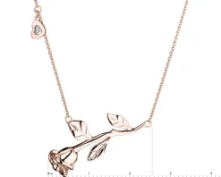 Apart Naszyjnik z różowego złota z diamentem - kwiat, róża, serce - 0,005 ct - próba 375< Naszyjniki