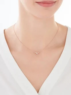 Apart Naszyjnik z różowego złota z diamentami - serce, nieskończoność - 0,02 ct - próba 375< Naszyjniki