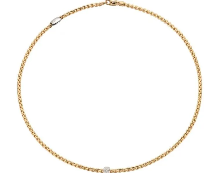 Fope Naszyjnik z żółtego i białego złota z brylantami - 0,19 ct - próba 750< Naszyjniki