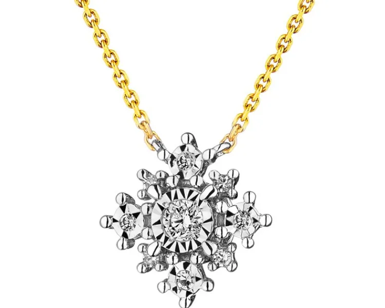 Best Apart Naszyjnik z żółtego i białego złota z diamentami - 0,08 ct - próba 585