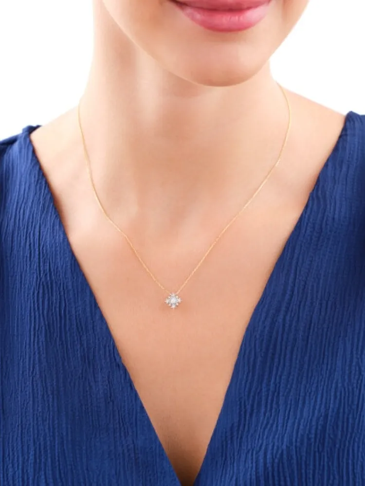 Best Apart Naszyjnik z żółtego i białego złota z diamentami - 0,08 ct - próba 585