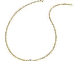 Fope Naszyjnik z żółtego i białego złota z brylantami - 43 cm - 0,12 ct - próba 750< Naszyjniki