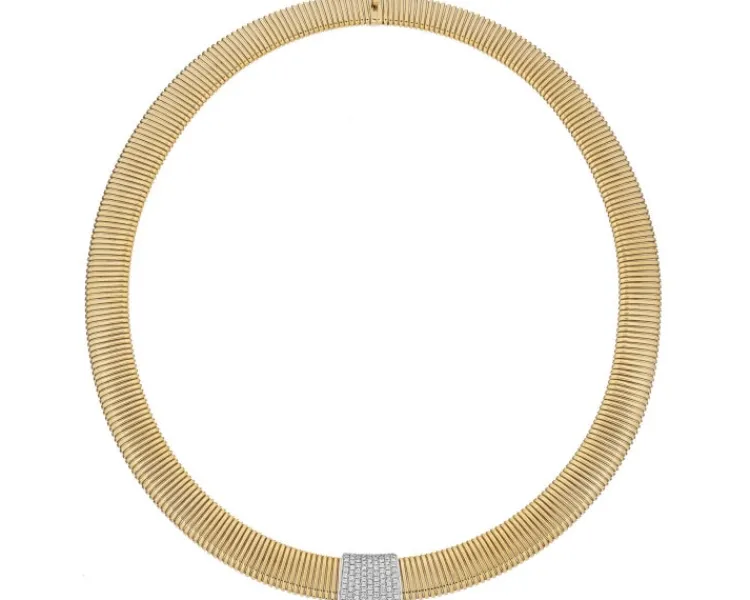 Clearance Apart Naszyjnik z żółtego i białego złota z brylantami - 45 cm - 0,54 ct - próba 750