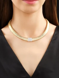 Clearance Apart Naszyjnik z żółtego i białego złota z brylantami - 45 cm - 0,54 ct - próba 750