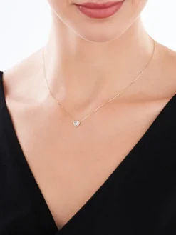 Apart Naszyjnik z żółtego i białego złota z brylantem - serce - 0,04 ct - próba 585< Naszyjniki