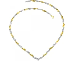 Outlet Apart Naszyjnik z żółtego i białego złota z diamentami - 42 cm - 0,10 ct - próba 585
