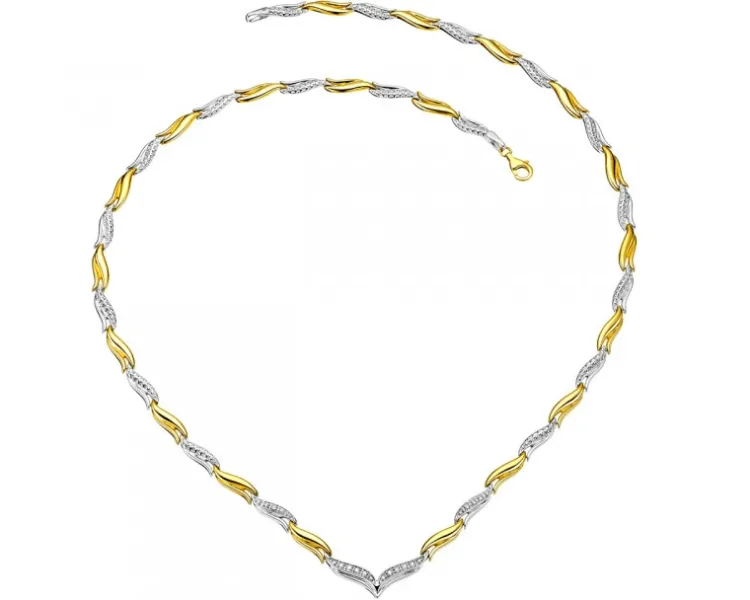Outlet Apart Naszyjnik z żółtego i białego złota z diamentami - 42 cm - 0,10 ct - próba 585