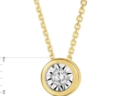 Sale Apart Naszyjnik z żółtego i białego złota z brylantem - 0,05 ct - próba 375