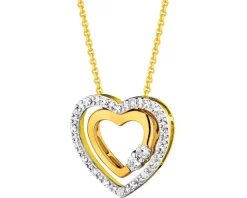 Sale Apart Naszyjnik z żółtego i białego złota z diamentami - serce - 0,10 ct - próba 585