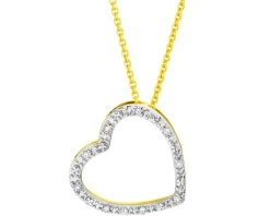 Sale Apart Naszyjnik z żółtego i białego złota z diamentami - serce - 0,10 ct - próba 585