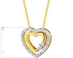 Sale Apart Naszyjnik z żółtego i białego złota z diamentami - serce - 0,10 ct - próba 585