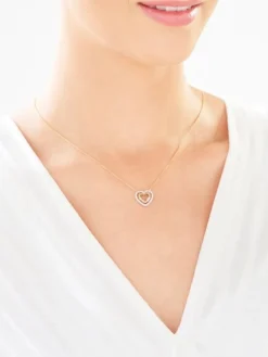 Sale Apart Naszyjnik z żółtego i białego złota z diamentami - serce - 0,10 ct - próba 585