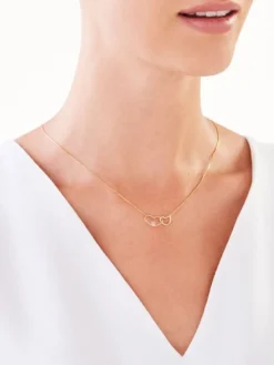 Sale Apart Naszyjnik z żółtego i białego złota z diamentem - serca - 0,003 ct - próba 375