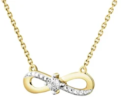 Clearance Apart Naszyjnik z żółtego i białego złota z diamentem - nieskończoność - 0,005 ct - próba 375
