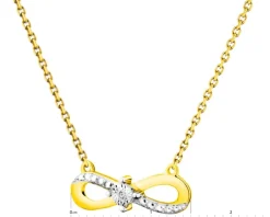 Clearance Apart Naszyjnik z żółtego i białego złota z diamentem - nieskończoność - 0,005 ct - próba 375