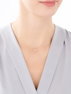 Clearance Apart Naszyjnik z żółtego i białego złota z diamentem - nieskończoność - 0,005 ct - próba 375