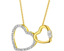 Apart Naszyjnik z żółtego i białego złota z diamentami - serce - 0,10 ct - próba 375