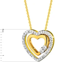 Apart Naszyjnik z żółtego i białego złota z diamentami - serce - 0,10 ct - próba 375