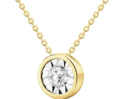 Outlet Apart Naszyjnik z żółtego i białego złota z brylantem - 0,10 ct - próba 375