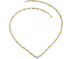 Clearance Apart Naszyjnik z żółtego i białego złota z diamentami - 45 cm, - 0,10 ct - próba 375