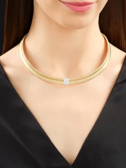 Online Apart Naszyjnik z żółtego i białego złota z brylantami - 45 cm - 0,29 ct - próba 750