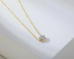 Online Apart Naszyjnik z żółtego i białego złota z brylantem - 0,05 ct - próba 585