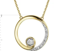 Sale Apart Naszyjnik z żółtego i białego złota z diamentami - koło - 0,05 ct - próba 375