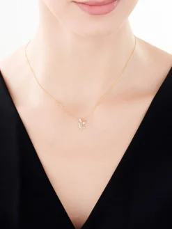 Online Apart Naszyjnik z żółtego złota z brylantami - kwiaty - 0,01 ct - próba 375