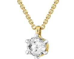 Online Apart Naszyjnik z żółtego złota z brylantem laboratoryjnym - 0,21 ct - próba 585