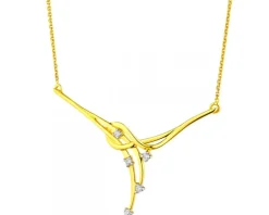 Online Apart Naszyjnik z żółtego złota z brylantami - 0,06 ct - próba 585