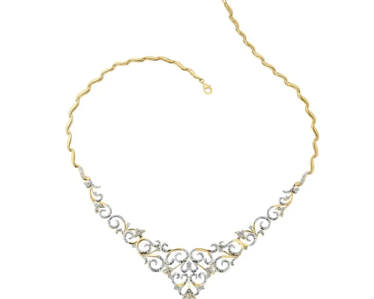 Apart Naszyjnik z żółtego złota z brylantami - 43 cm, - 0,75 ct - próba 585< Naszyjniki
