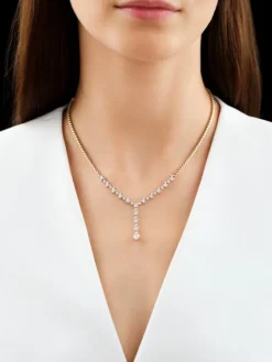 Outlet Apart Naszyjnik z żółtego złota z brylantami - 45 cm - 1,03 ct - próba 585