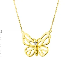 Outlet Apart Naszyjnik z żółtego złota z brylantem - motyl - 0,01 ct - próba 375