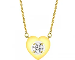 Outlet Apart Naszyjnik z żółtego złota z brylantem - serce - 0,08 ct - próba 585