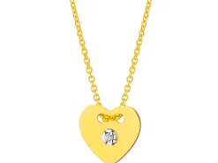 Apart Naszyjnik z żółtego złota z brylantem - serce - 0,008 ct - próba 585< Naszyjniki