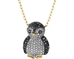 Discount Apart Naszyjnik z żółtego złota z brylantami - pingwin - 0,48 ct - próba 585
