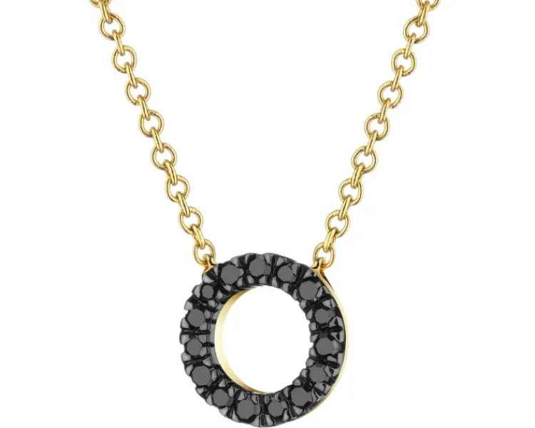 Discount Apart Naszyjnik z żółtego złota z czarnymi diamentami - 0,06 ct - próba 375