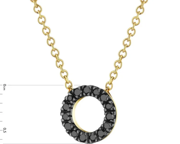 Discount Apart Naszyjnik z żółtego złota z czarnymi diamentami - 0,06 ct - próba 375